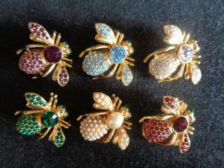 Six Joan Rivers Birthstone Bee Pin Brooches