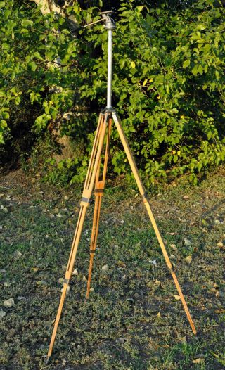 vintage German wooden TRIPOD by BERLEBACH for CAMERA rotating head large format. 4