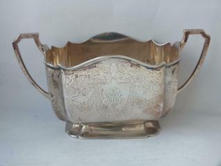 Antique Victorian Solid Sterling Silver Sugar Bowl 1899/ L 19.  4 Cm/ 296 G