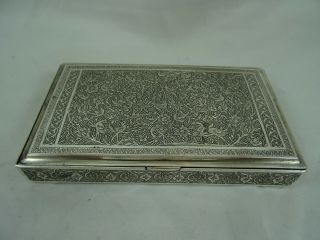 Persian Solid Silver Cigarette Box,  C1960,  368gm