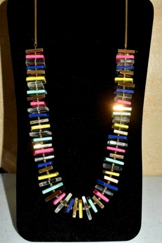 Vintage Kate Spade Colorful Glass Square Tile & Gold Plated Beads 24 " Necklace
