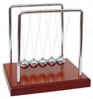 Newtons Cradle: Wooden Balance Balls Physics Science 5 1/2 Pendulum Desk Top
