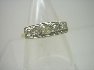 Art Deco 18ct Gold Platinum Real Diamond Ring Size L 1/2