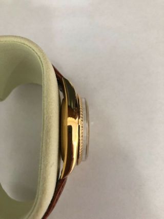 Rolex Day - date President 1803 18k Yellow Gold Men ' s Watch Leather Strap Pie Pan 4