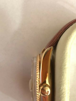 Rolex Day - date President 1803 18k Yellow Gold Men ' s Watch Leather Strap Pie Pan 6
