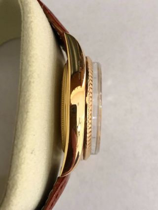 Rolex Day - date President 1803 18k Yellow Gold Men ' s Watch Leather Strap Pie Pan 8