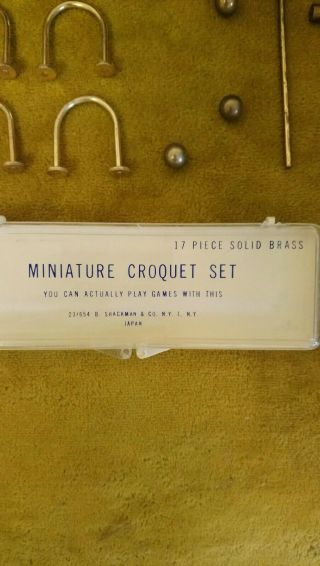 vintage B Shackman & Co NY solid Brass 17 pc Miniature Croquet game Set Japan 3