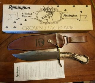 Vtg Rare Remington Usa Re18575 Crown Stag Bowie Knife Limited Ed.  Of 2500 Mib