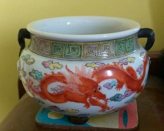Unusual Vintage/antique Chinese Hand Painted & Moulded Porcelain Incense Burner