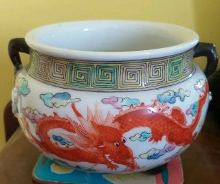 Unusual Vintage/Antique Chinese Hand Painted & Moulded Porcelain Incense Burner 3