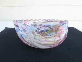 VINTAGE MURANO ART GLASS BOWL CANDY DISH IN PASTELS ITALY 2