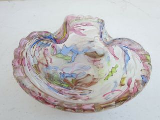 VINTAGE MURANO ART GLASS BOWL CANDY DISH IN PASTELS ITALY 3