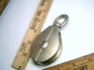 2 Inch Cast Aluminum Brass Sheave Pulley Vintage Old Tool Hardware Rope Line