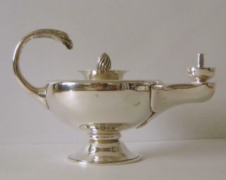 A Sterling Silver Aladdin ' s Lamp Table Cigarette Lighter London 1912 210 Grams 7