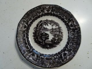 Podmore Walker Washington Vase Plate Black Mulberry Transferware C.  1840