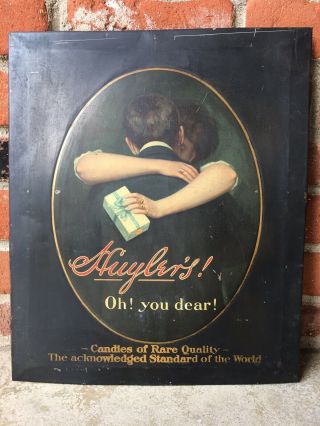 Early 1900’s Antique York Huylers Candie Tin Sign Store Display Chocolate