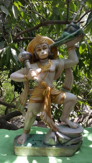 Hanuman Marble Statue Handmade 31.  5 Lbs India Hindu Deity Shiva Ramayana Temple