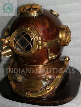 Morse Us Navy Diving Helmet Mark V Mod - 1 Solid Copper & Brass Antique Repoductio