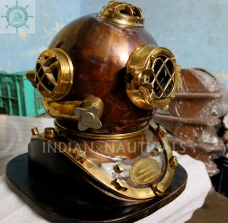 MORSE US NAVY DIVING HELMET MARK V MOD - 1 SOLID COPPER & BRASS ANTIQUE REPODUCTIO 2
