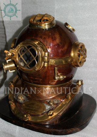 MORSE US NAVY DIVING HELMET MARK V MOD - 1 SOLID COPPER & BRASS ANTIQUE REPODUCTIO 3