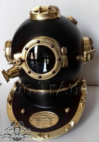 Black Antique Diving Helmet Mark V Deep U.  S.  Navy Diver Vintage Decor Style Gift