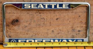 VTG 60s Emb Metal Dealer License Plate Frame Freeway Volkswagen Porsche Seattle 2