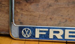 VTG 60s Emb Metal Dealer License Plate Frame Freeway Volkswagen Porsche Seattle 4