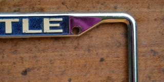 VTG 60s Emb Metal Dealer License Plate Frame Freeway Volkswagen Porsche Seattle 7