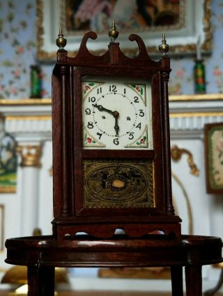 Antique Vintage Dollhouse Miniature Artisan Federal Mantle Clock 1:12