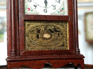 Antique Vintage Dollhouse Miniature Artisan Federal Mantle Clock 1:12 2