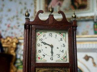 Antique Vintage Dollhouse Miniature Artisan Federal Mantle Clock 1:12 5