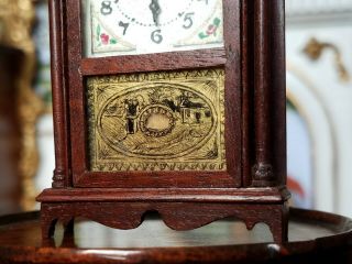 Antique Vintage Dollhouse Miniature Artisan Federal Mantle Clock 1:12 7