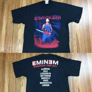 Vintage Eminem Bootleg Concert T Shirt Sz L Jason Mask Rap Tee European Tour