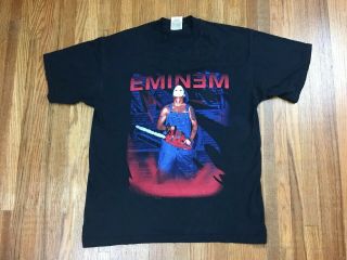 Vintage Eminem Bootleg Concert T Shirt Sz L Jason Mask Rap Tee European Tour 2