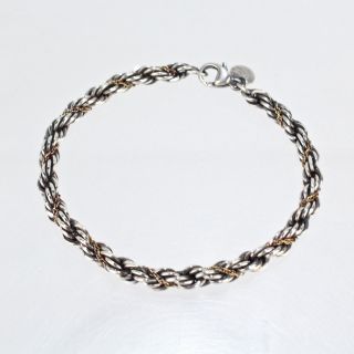 Estate Tiffany & Co Sterling Silver & 18k Gold Rope Twist Bracelet - 925 750 Sl
