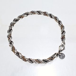 Estate Tiffany & Co Sterling Silver & 18K Gold Rope Twist Bracelet - 925 750 SL 2