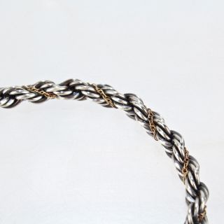 Estate Tiffany & Co Sterling Silver & 18K Gold Rope Twist Bracelet - 925 750 SL 5
