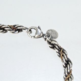Estate Tiffany & Co Sterling Silver & 18K Gold Rope Twist Bracelet - 925 750 SL 6