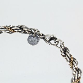 Estate Tiffany & Co Sterling Silver & 18K Gold Rope Twist Bracelet - 925 750 SL 7