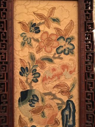 A Pair Chinese Qing Dynasty Textile Panels,  Framed. 3