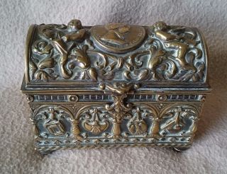 Antique Continental German Silver Plate Jewelry Box Historismus Albrecht Dürer