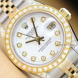 Ladies Rolex Datejust 2 - Tone Quickset Diamond Dial,  Bezel,  & Lugs Watch