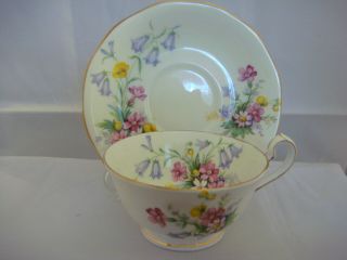 Bell Fine Bone China Made In England Cup And Saucer " Old Country Spray "