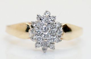 10k Yellow Gold 1/5 Tcw Diamond Cluster Ring Size 8