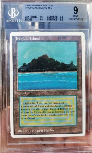 Vintage Mtg Bgs 9 Summer Magic Tropical Island,  W/3x 9.  5 Subs,  Almost Gem