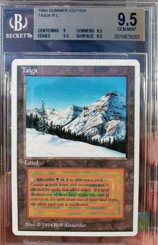 Vintage MTG BGS 9.  5 Summer Magic Taiga,  Old SCHOOL,  RARE, 4