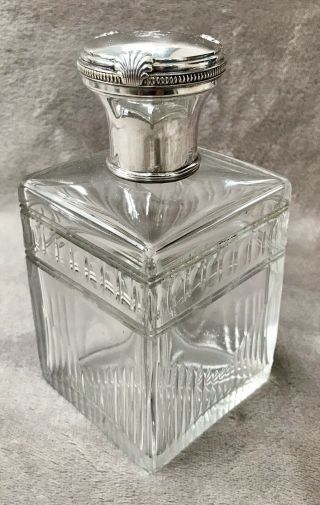 Lovely Large French Solid Silver & Cut Glass Perfume Bottle,  Paris C1900