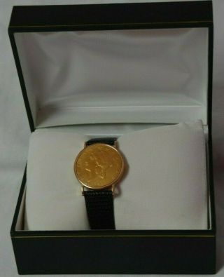 Vintage Piaget 18k 1904 Gold Coin Flip Up Men 