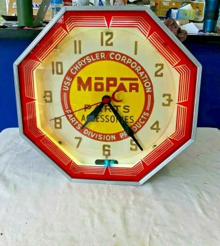 Vintage Mopar Parts & Accessories Neon Clock - Rare Chrysler Corp Piece