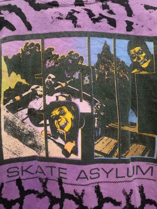 True Vintage 80s Epic Skate Asylum T Shirt Powell Peralta Zorlac Pushead Rare